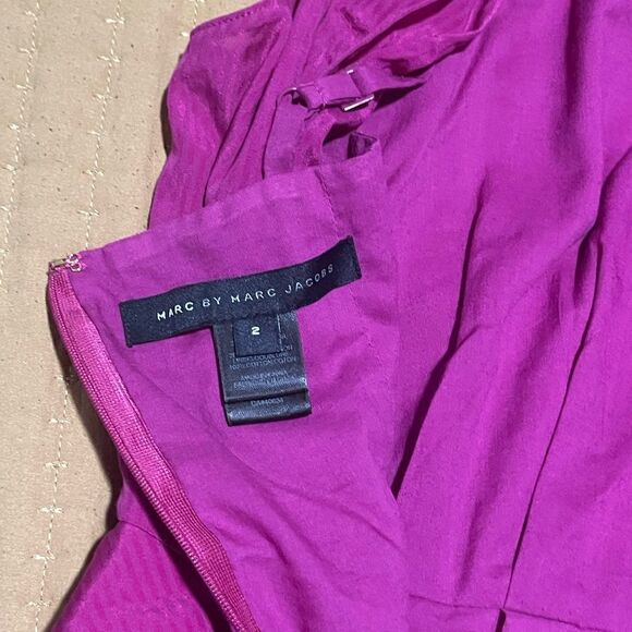 Marc by Marc jacobs midi dress bow front size 2 dark pink - Picture 2 of 10
